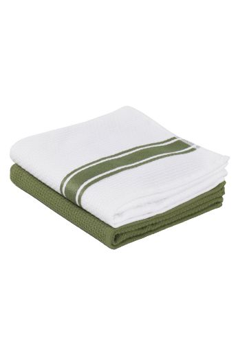 ELVİN 2 Lİ HAVLU SET YEŞİL-KREM resmi