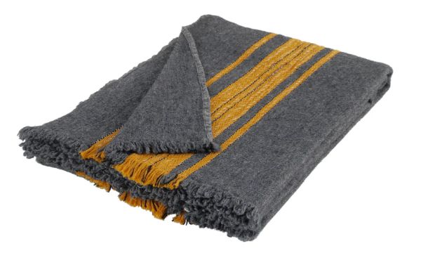 LANA YÜN THROW ANTRASİT-MANGO resmi