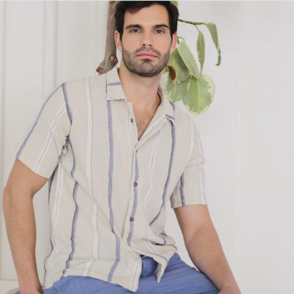 HAMLET ERKEK GÖMLEK  T0421 LACIVERT-MORMAVI resmi