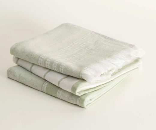 ELİS 3 LÜ HAVLU SET AÇIK YEŞİL-KREM resmi