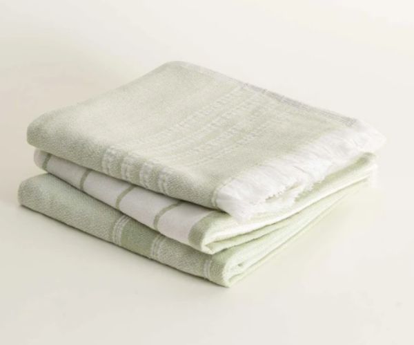 ELİS 3 LÜ HAVLU SET AÇIK YEŞİL-KREM resmi