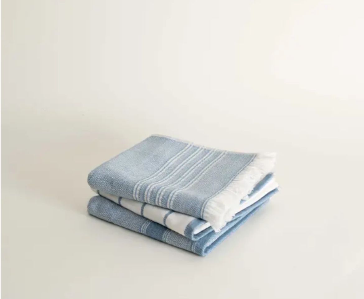 ELİS 3 LÜ HAVLU SET AÇIK MAVİ-KREM resmi