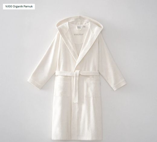 ECOSOFT ERKEK BORNOZ KREM resmi