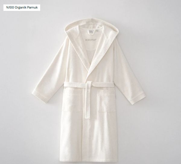 ECOSOFT ERKEK BORNOZ KREM resmi