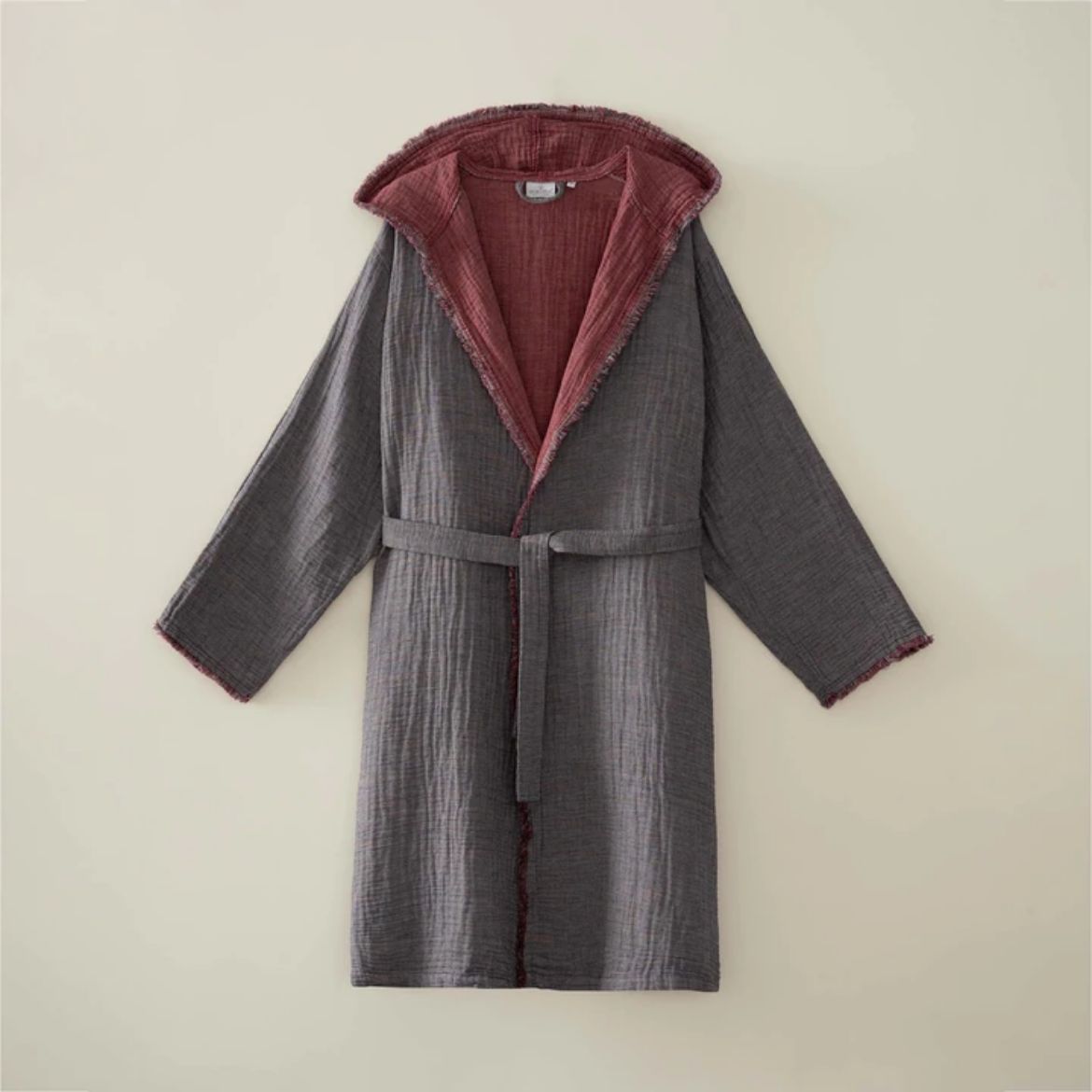 MUNA ERKEK BORNOZ ANTRASİT- BORDO resmi