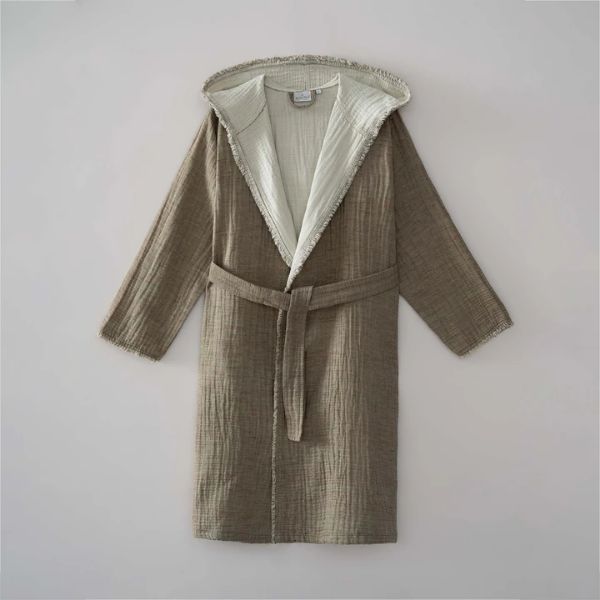 MUNA KADIN BORNOZ YEŞİL-KREM resmi