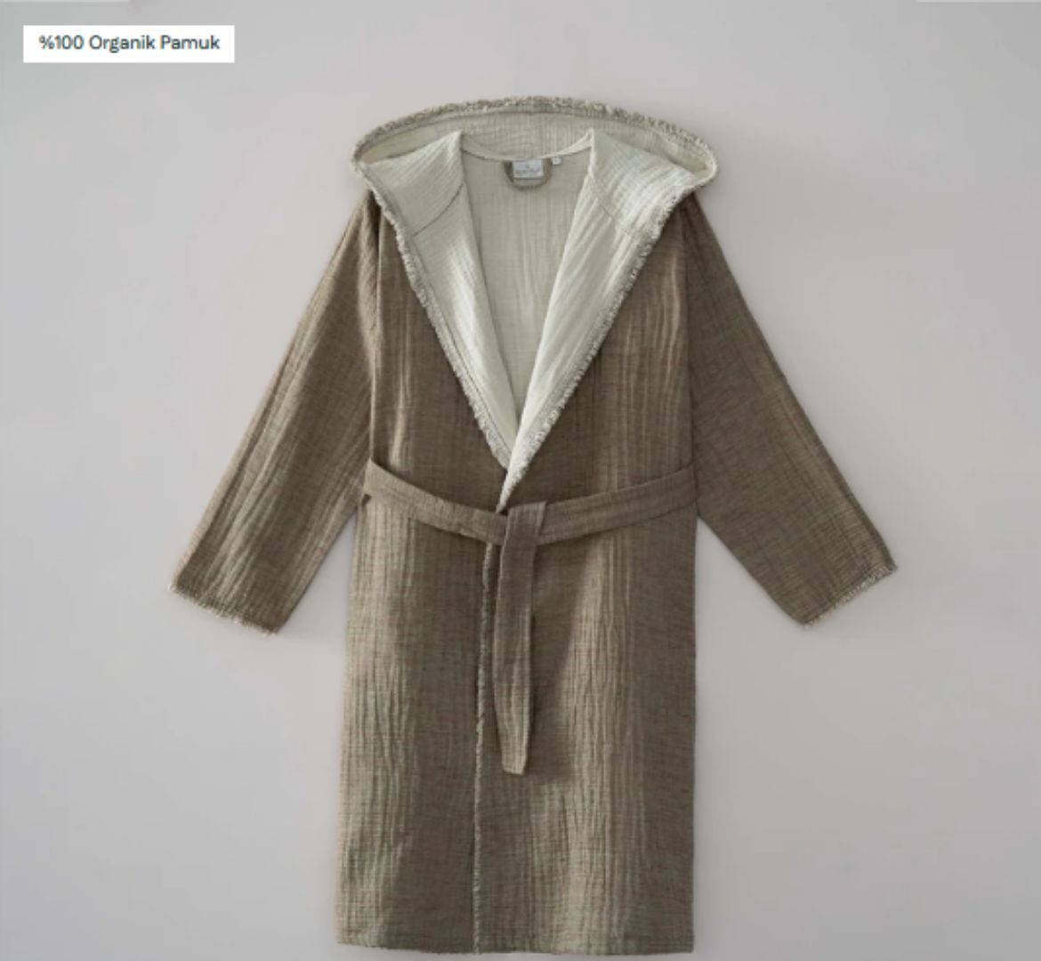 MUNA KADIN BORNOZ ANTRASİT-KREM resmi