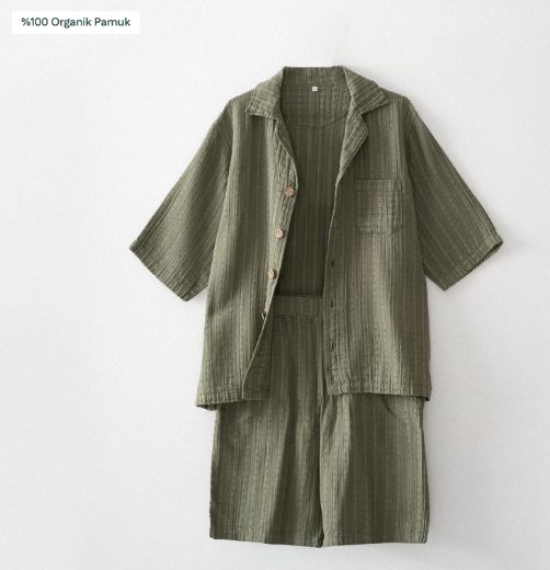 ZEYNA ERKEK ŞORTLU PİJAMA TAKIMI YEŞİL resmi