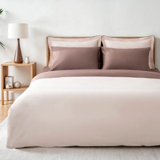 HEMERA NEVRESİM TAKIMI AÇIK SOMON-KAHVE resmi