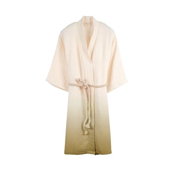 DEGRADE MÜSLİN BORNOZ LİME YEŞİL resmi