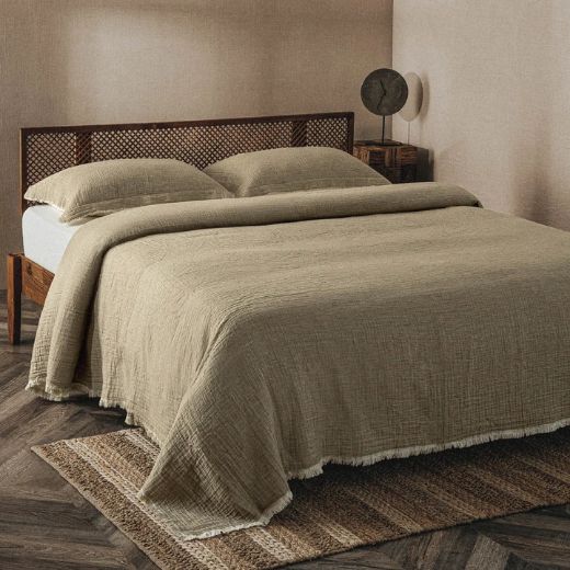 MUNA PİKE TAKIMI 240*260 YEŞİL-KREM resmi