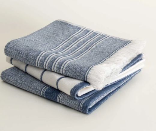 ELİS 3 LÜ HAVLU SET MAVİ-KREM resmi