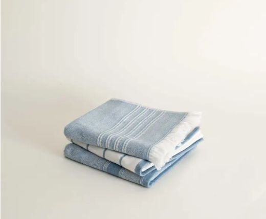 ELİS 3 LÜ HAVLU SET AÇIK MAVİ-KREM resmi