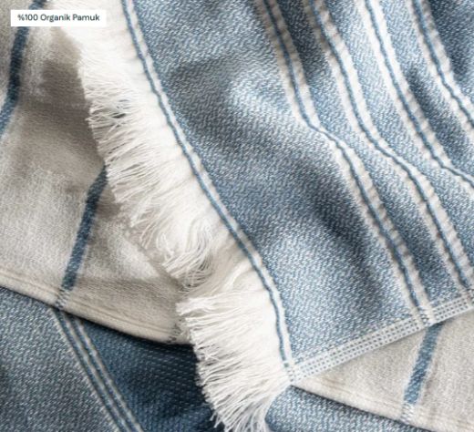 ELİS 3 LÜ HAVLU SET AÇIK MAVİ-KREM resmi