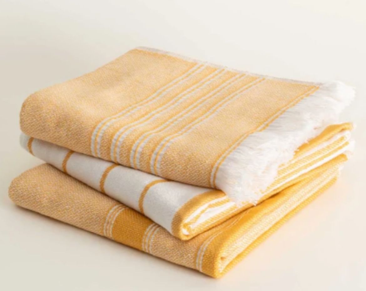 ELİS 3 LÜ HAVLU SET SARI-KREM resmi