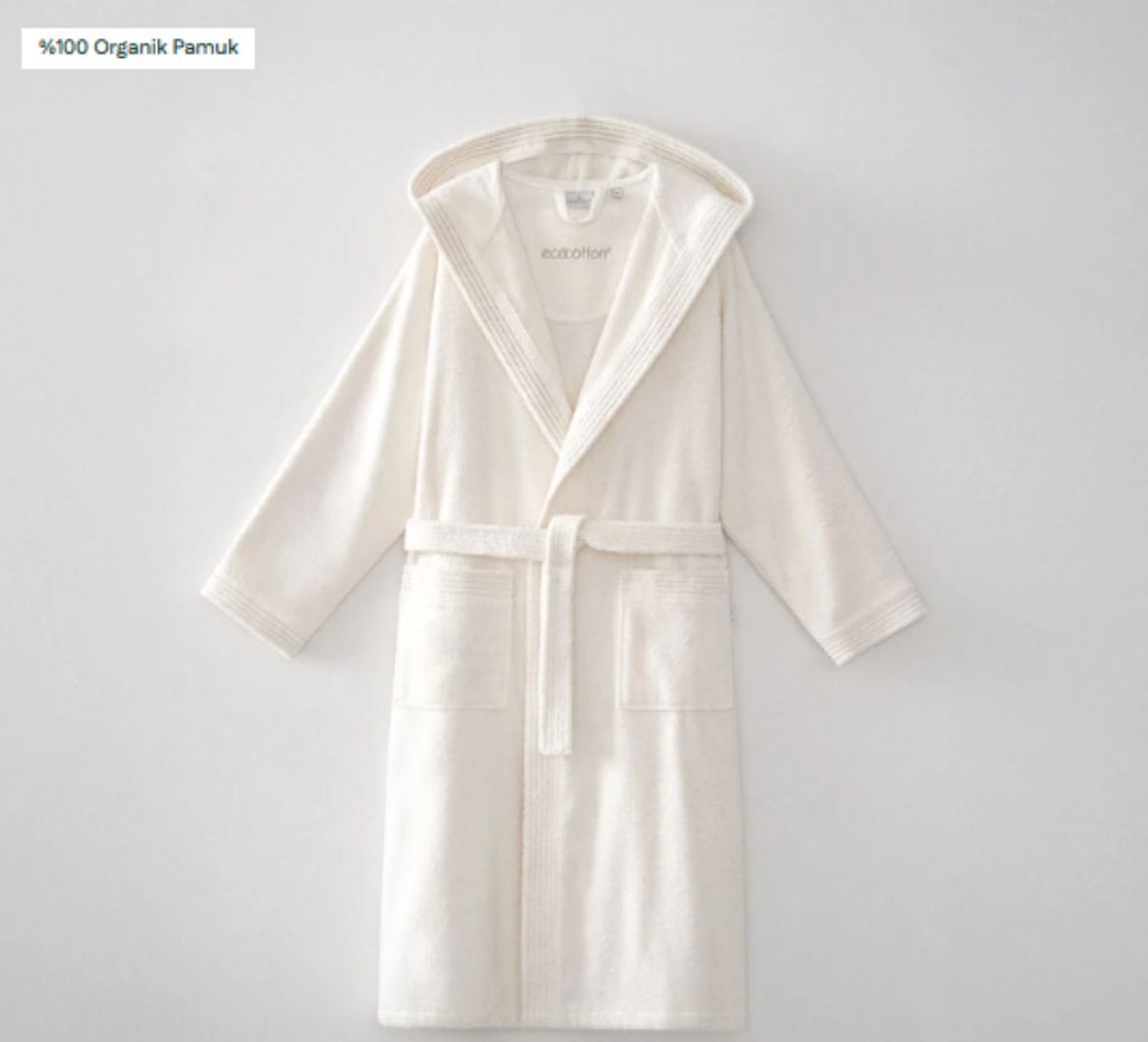ECOSOFT ERKEK BORNOZ KREM resmi
