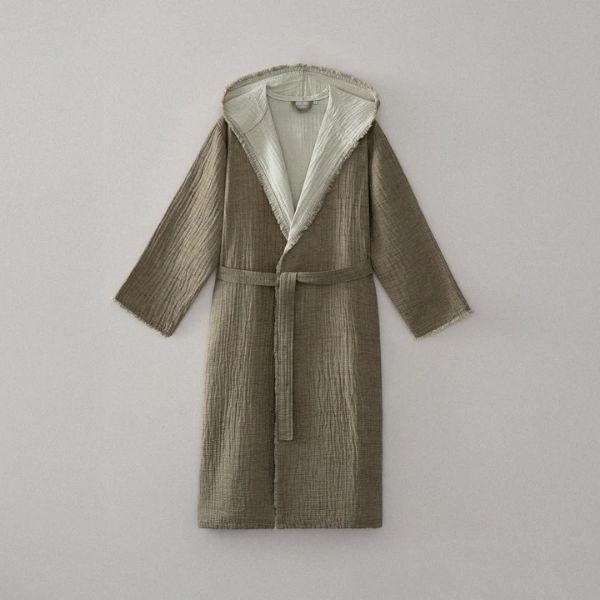 MUNA ERKEK BORNOZ YEŞİL-KREM resmi