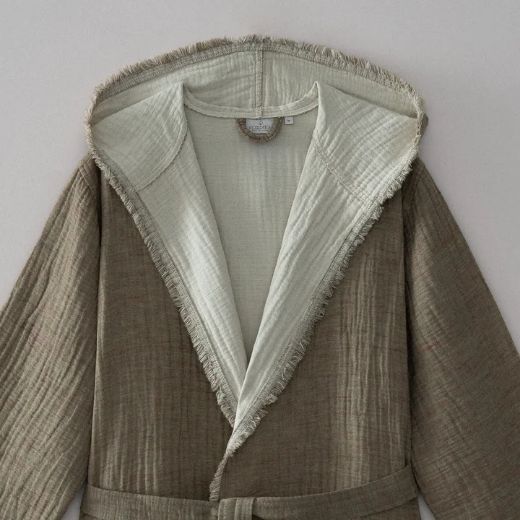 MUNA ERKEK BORNOZ YEŞİL-KREM resmi