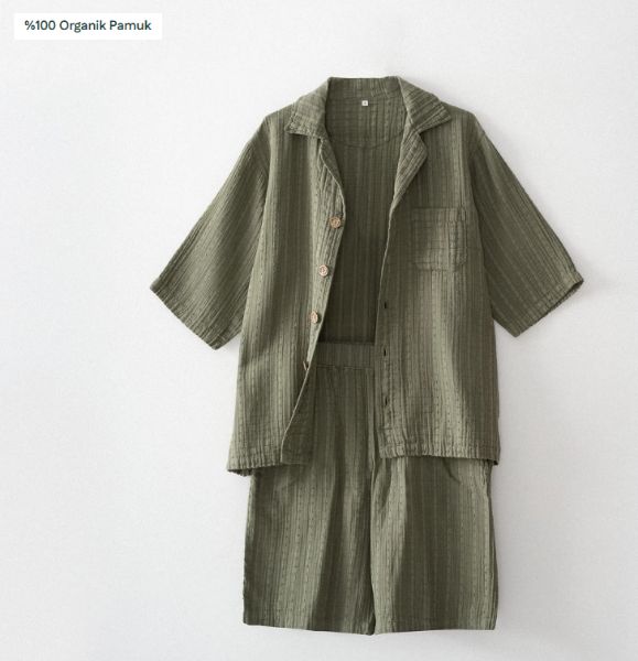 ZEYNA ERKEK ŞORTLU PİJAMA TAKIMI YEŞİL resmi